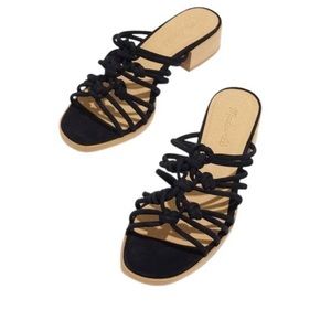 MADEWELL - Black Dakota knotted
strappy suede heel sandals